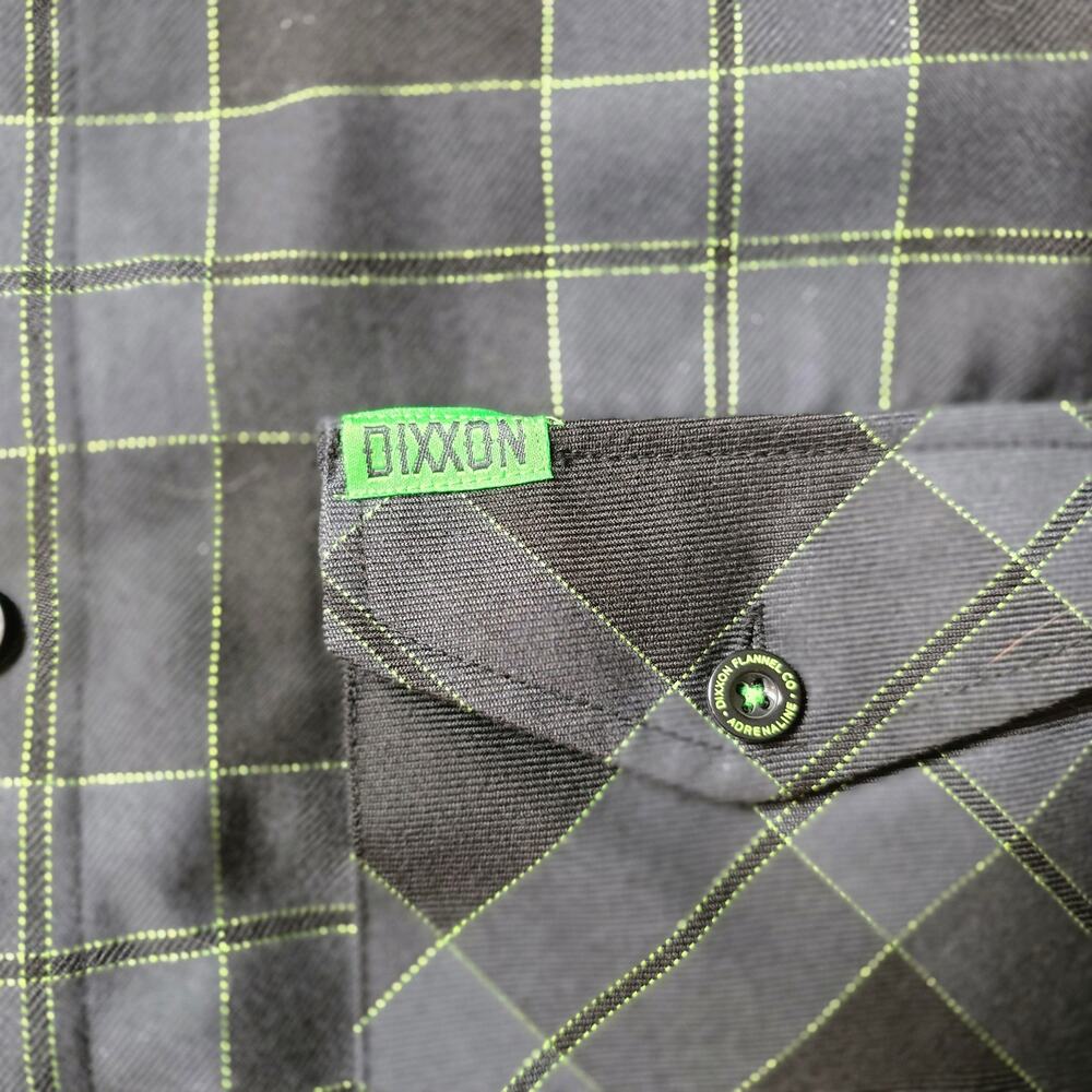 ADRENALINE DIXXON FLANNEL CO  Mens LT Black Gray Lime Green SOLD OUT - Picture 2 of 6